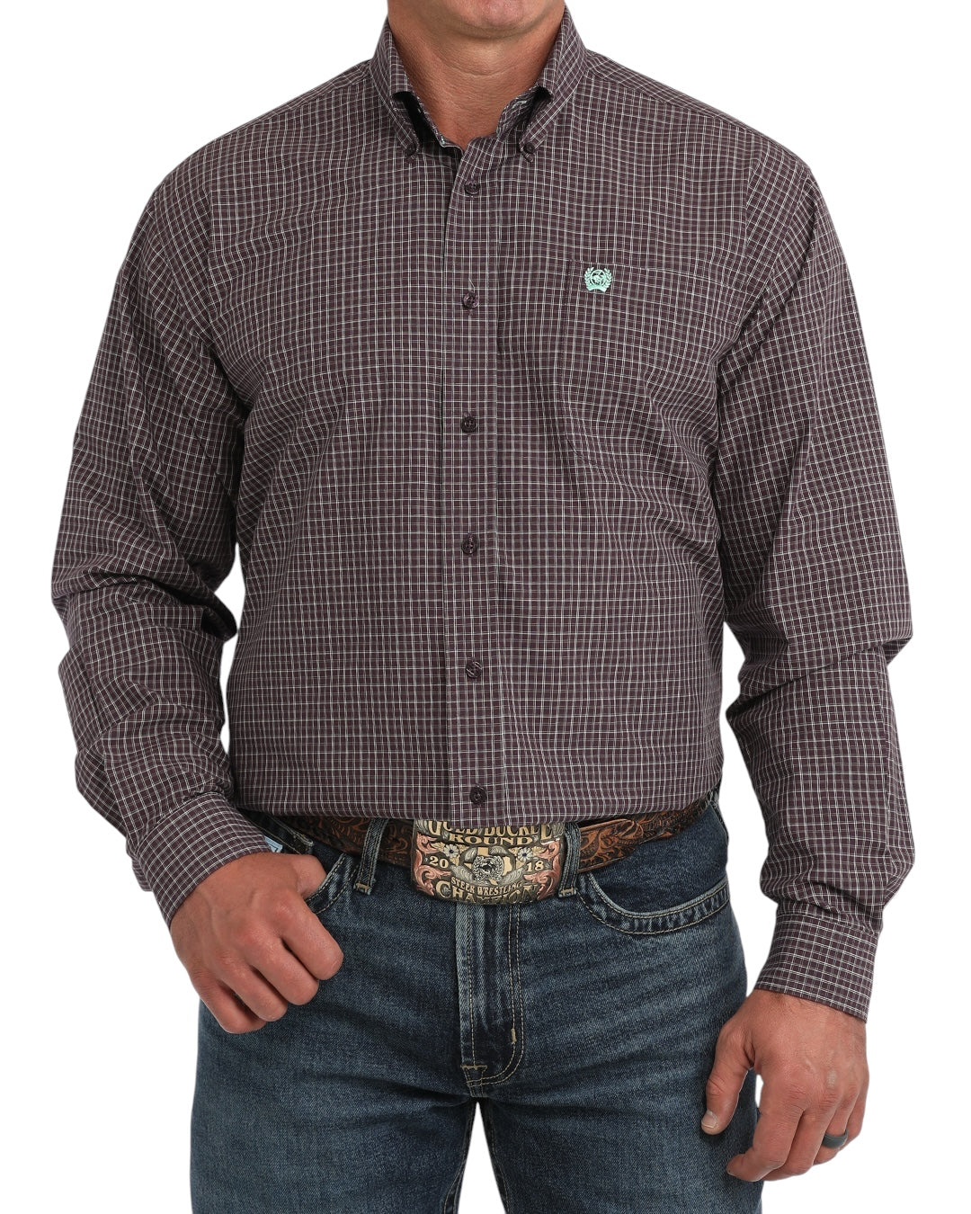 Men's Cinch Purple Plaid Shirt