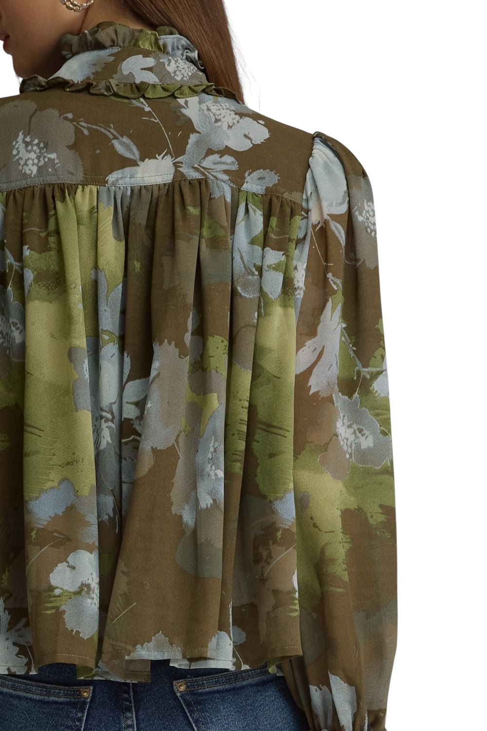 Ladies Olive Abstract Blouse