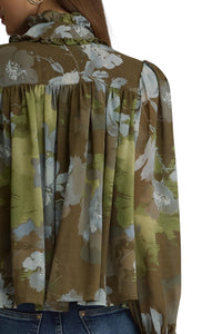 Ladies Olive Abstract Blouse