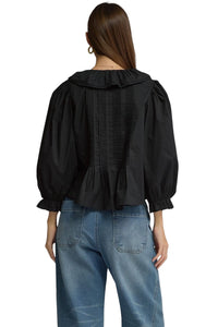 Ladies Black Ruffle Blouse