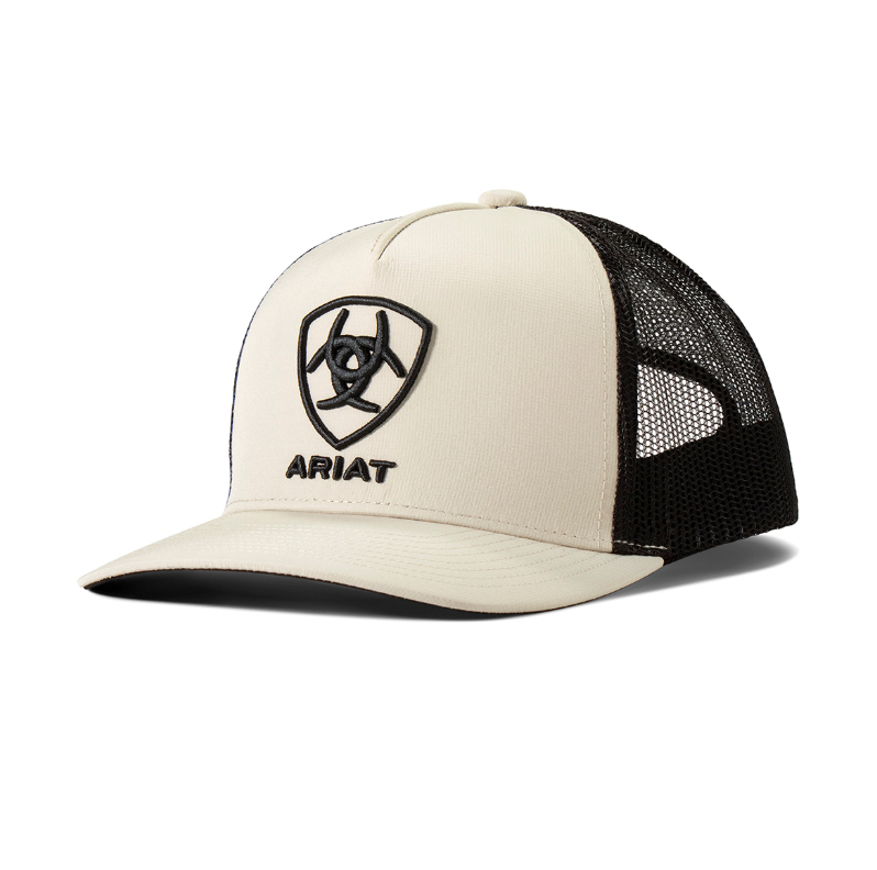 Men's Ariat Cream/Black Logo Cap