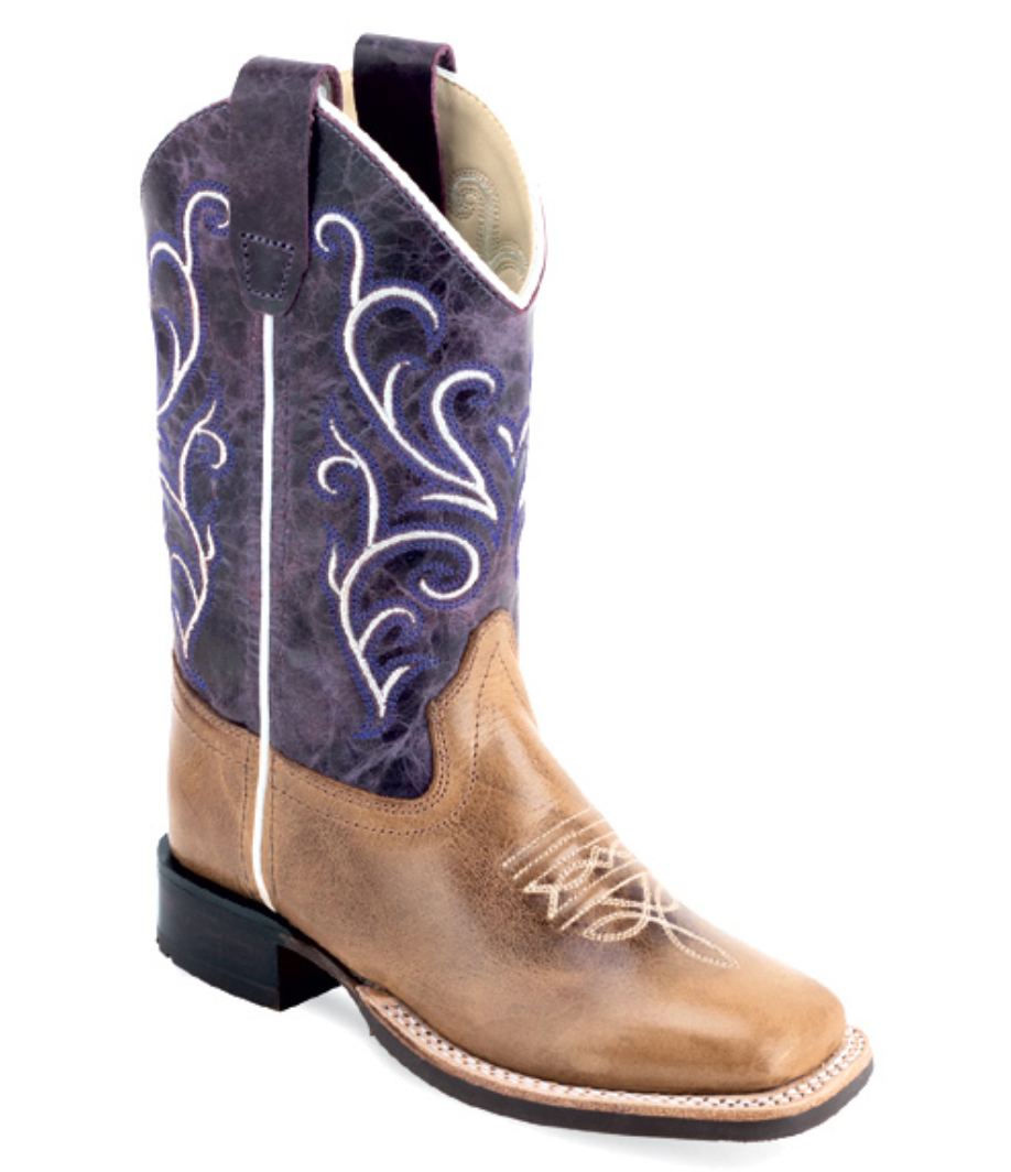 Kid's Old West Tan Square Toe Boot