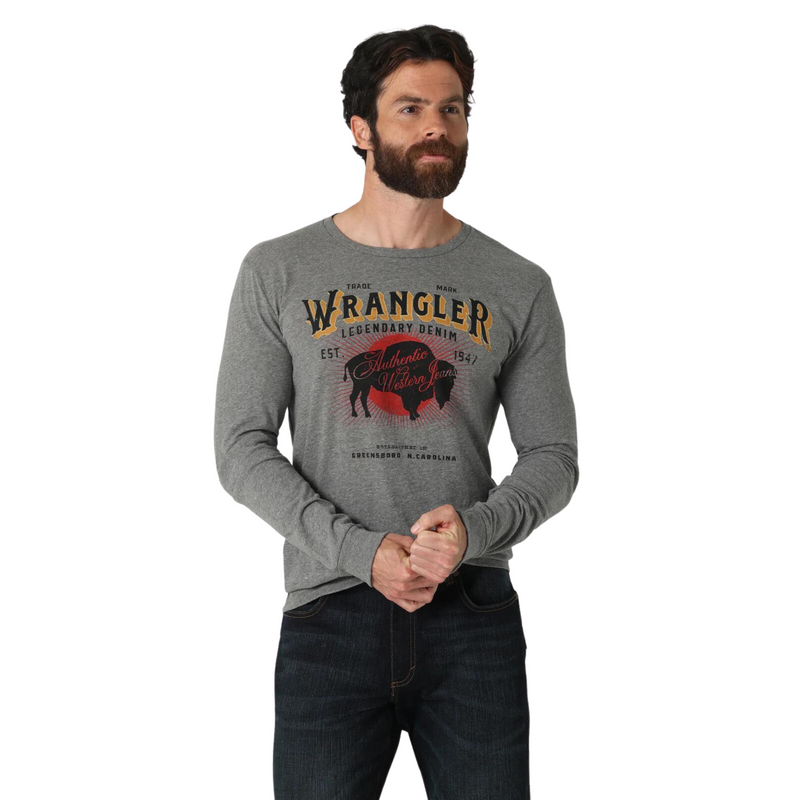 Men's Wrangler Graphite Heather Graphic Long Sleeve T-Shirt