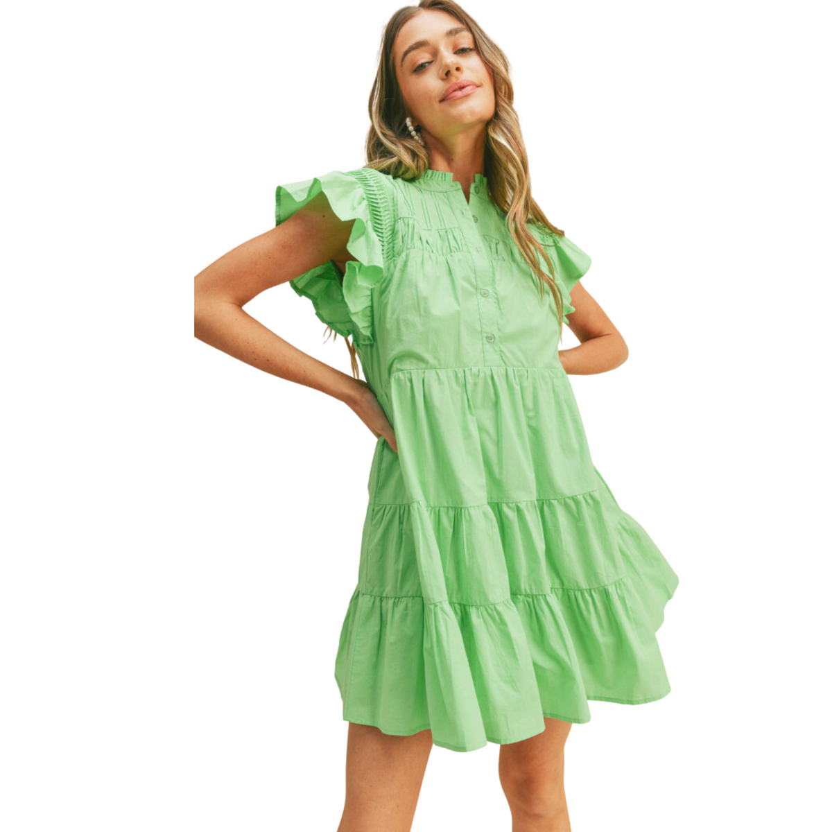 Women's Pastel Green Ruffled Dress