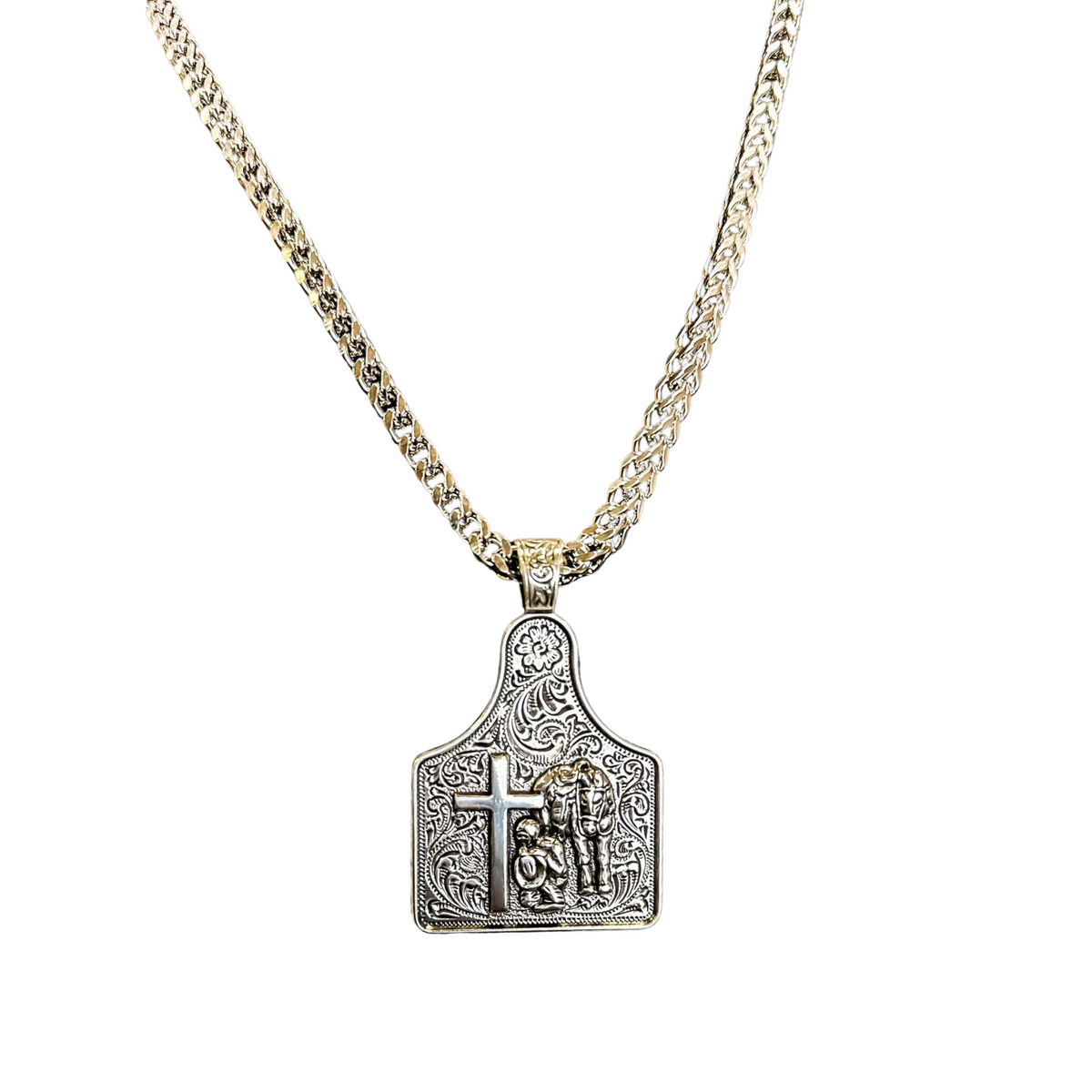 Men's Twister Praying Cowboy Chain Necklace