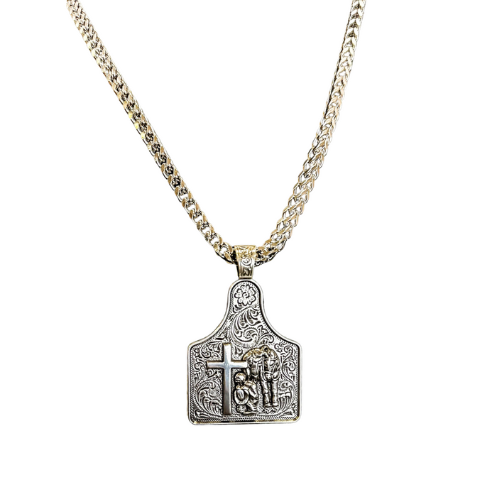 Men's Twister Praying Cowboy Chain Necklace