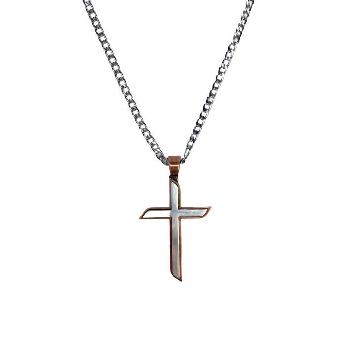 Twister Cross 24" 2 Toned Necklace