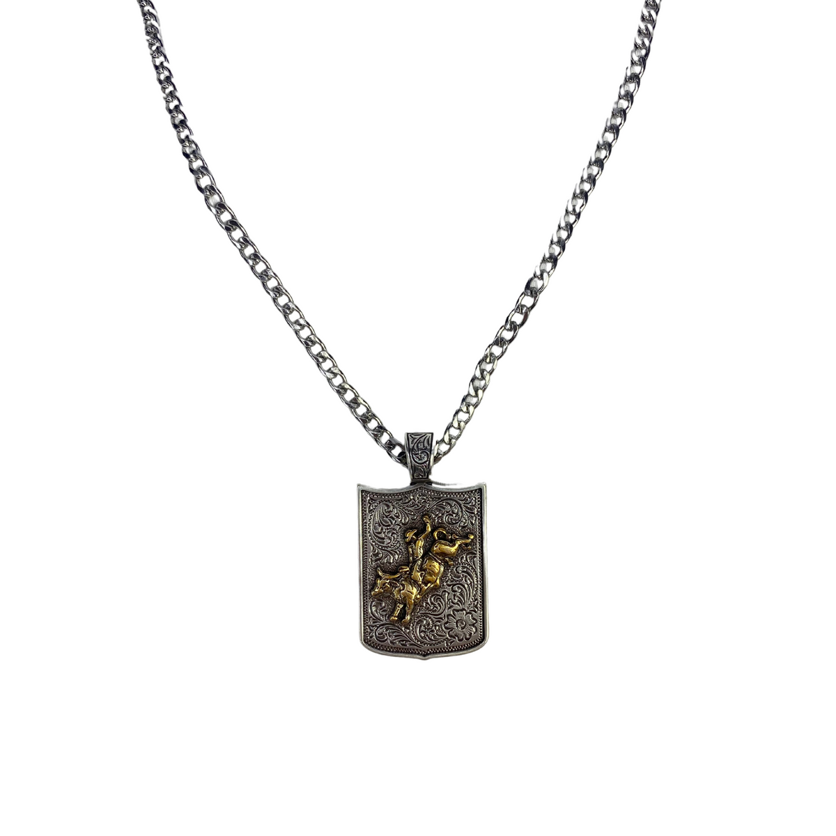 Men's Bullrider Silver Chain Necklace