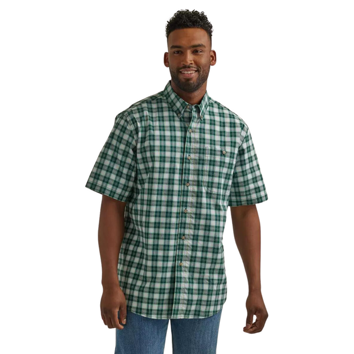 Men's Wrangler Green Rugged Wear Short Sleeve Shirt