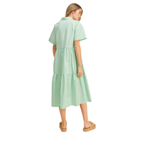 Women's Mint Collared Neck Tiered Dress