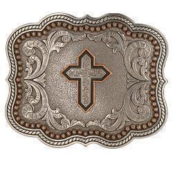 Rect Scalloped Copper Cross Buckle