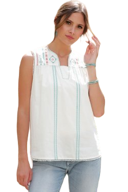 Women's Woven White Tank