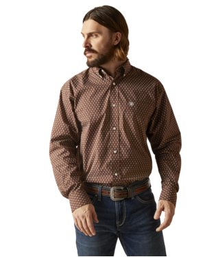 Men's Ariat Long Sleeve Brown Button Down Shirt