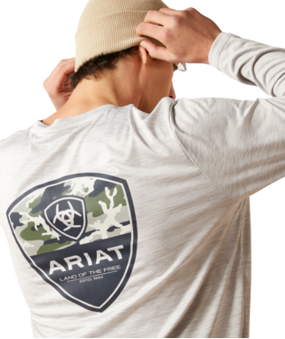 Men's Ariat Charger Camp Corps Long Sleeve Light Grey Shirt