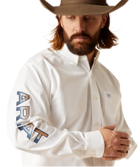 Men's Team Logo Classic Long Sleeve White Shirt