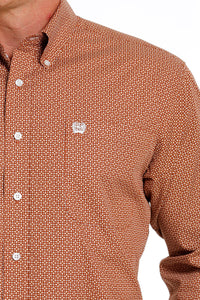 Men's Cinch Geometric Shape Brown Long Sleeve Western Shirt