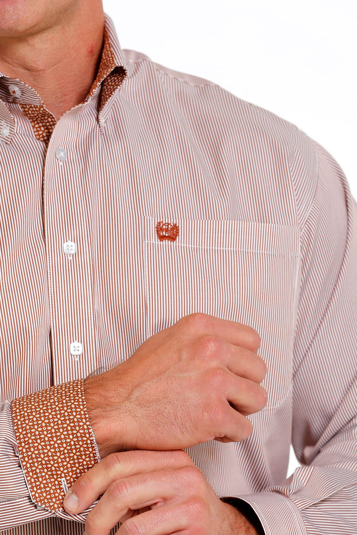 Men's Cinch Stripe Tencel Long Sleeve Western Shirt