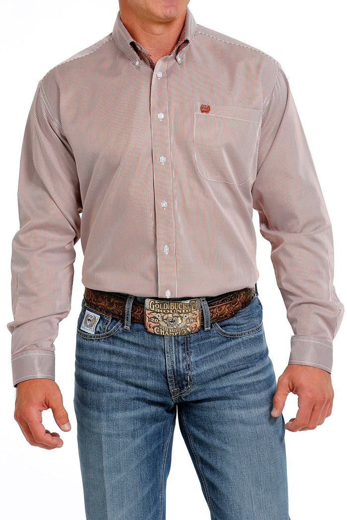 Men's Cinch Stripe Tencel Long Sleeve Western Shirt