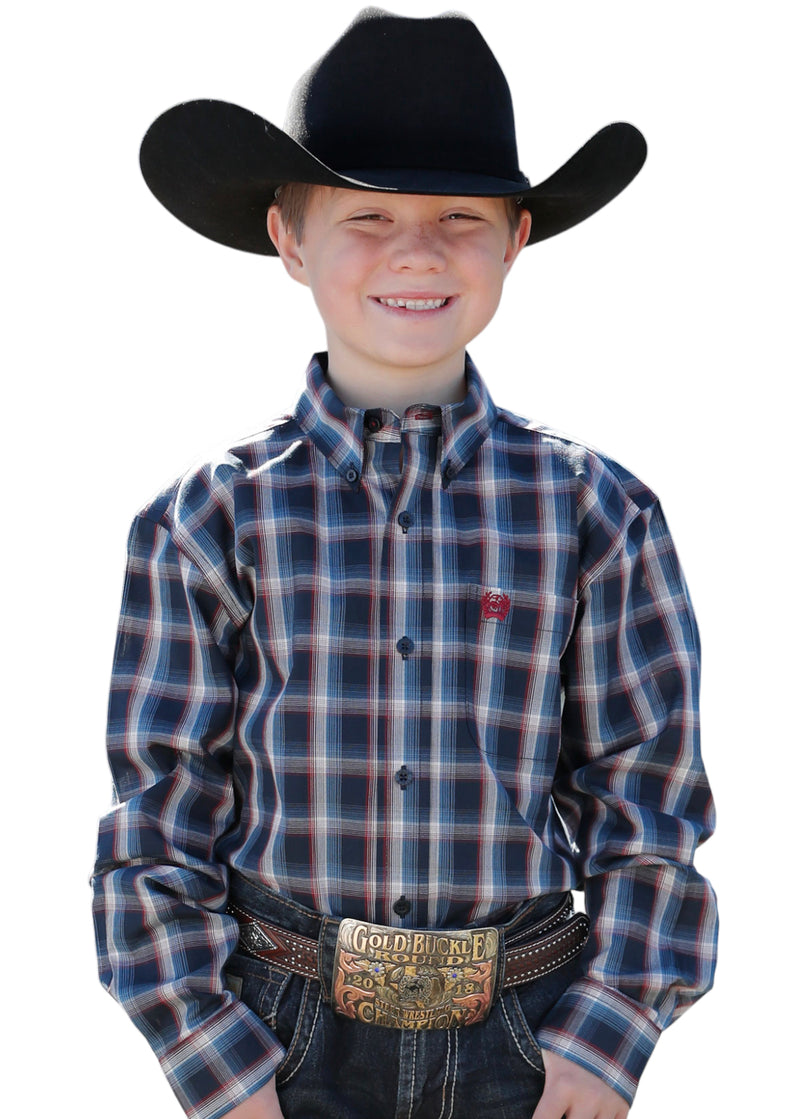 Boy's Cinch Plaid Western Shirt
