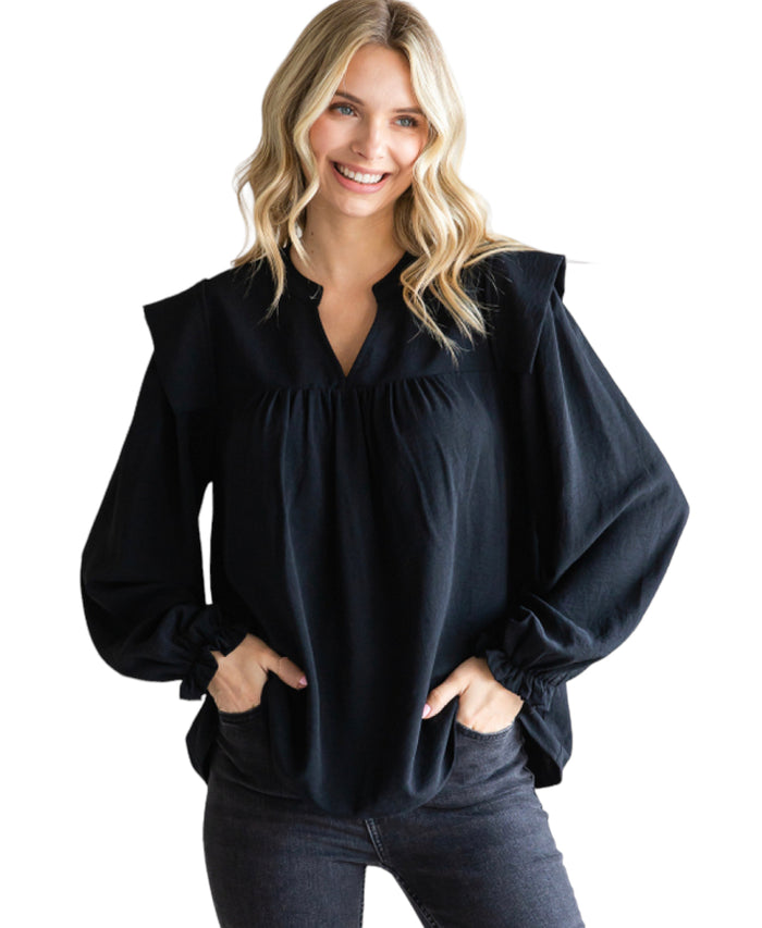 Women's Black Long Sleeve Top