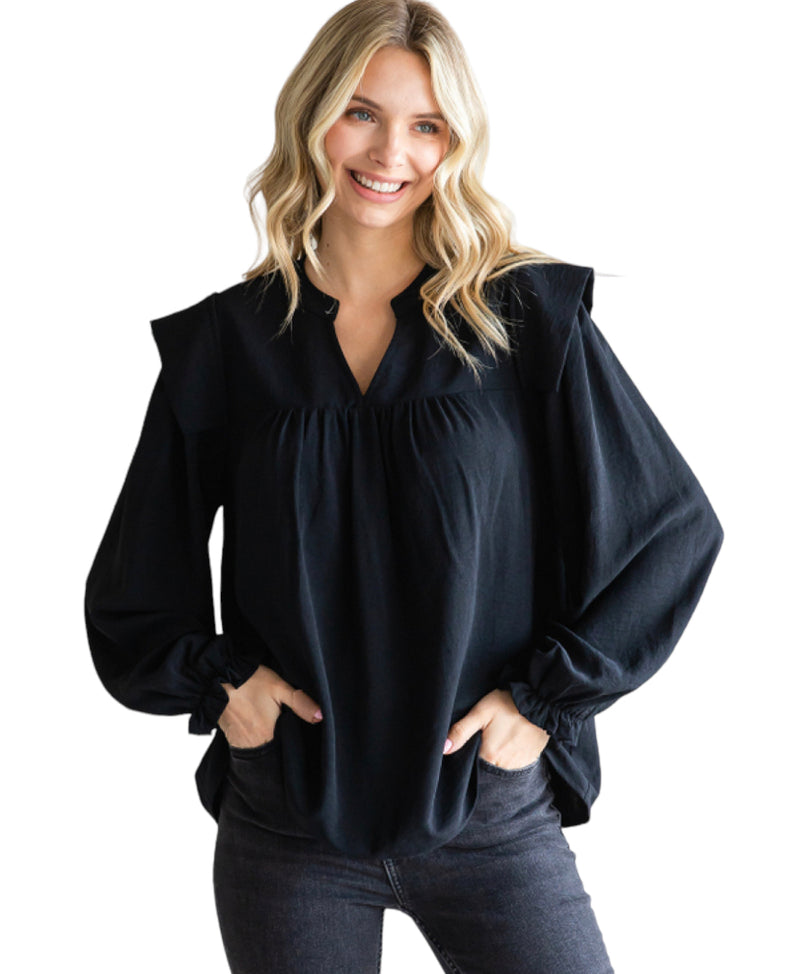 Women's Black Long Sleeve Top
