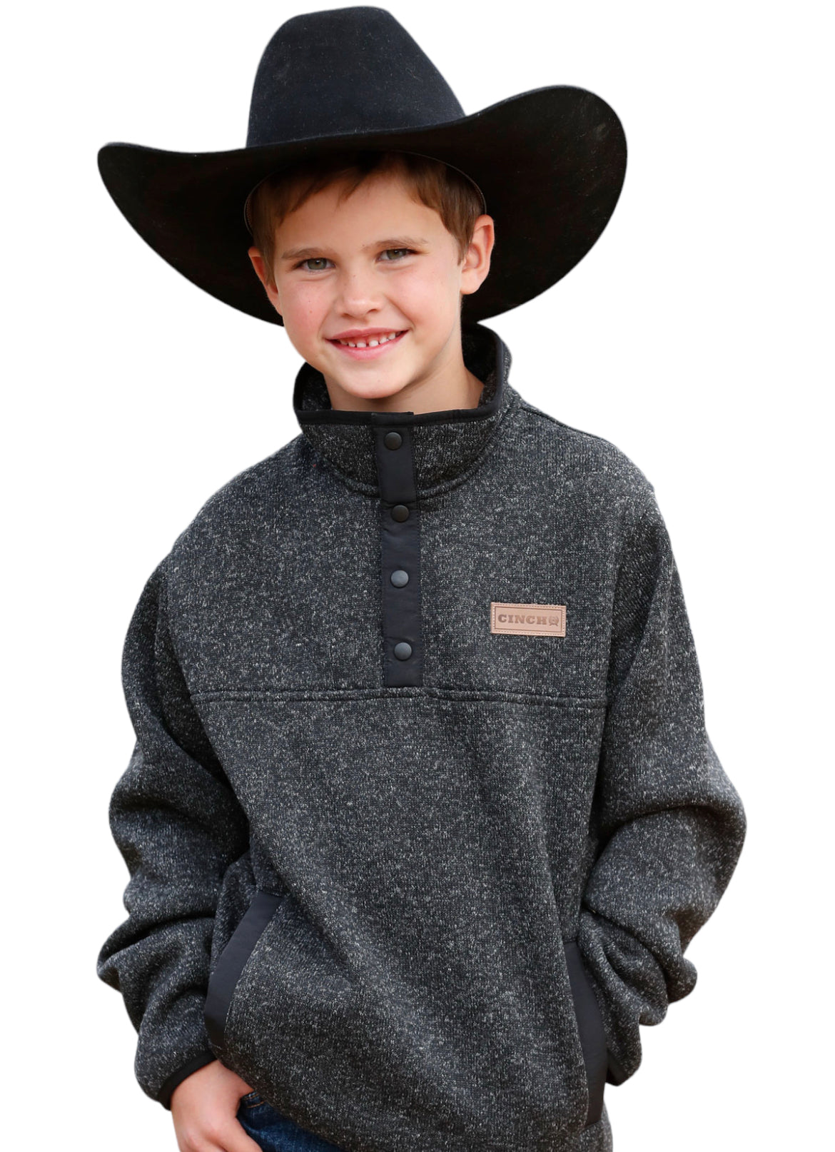 Kid's Cinch Charcoal Fleece Pull Over