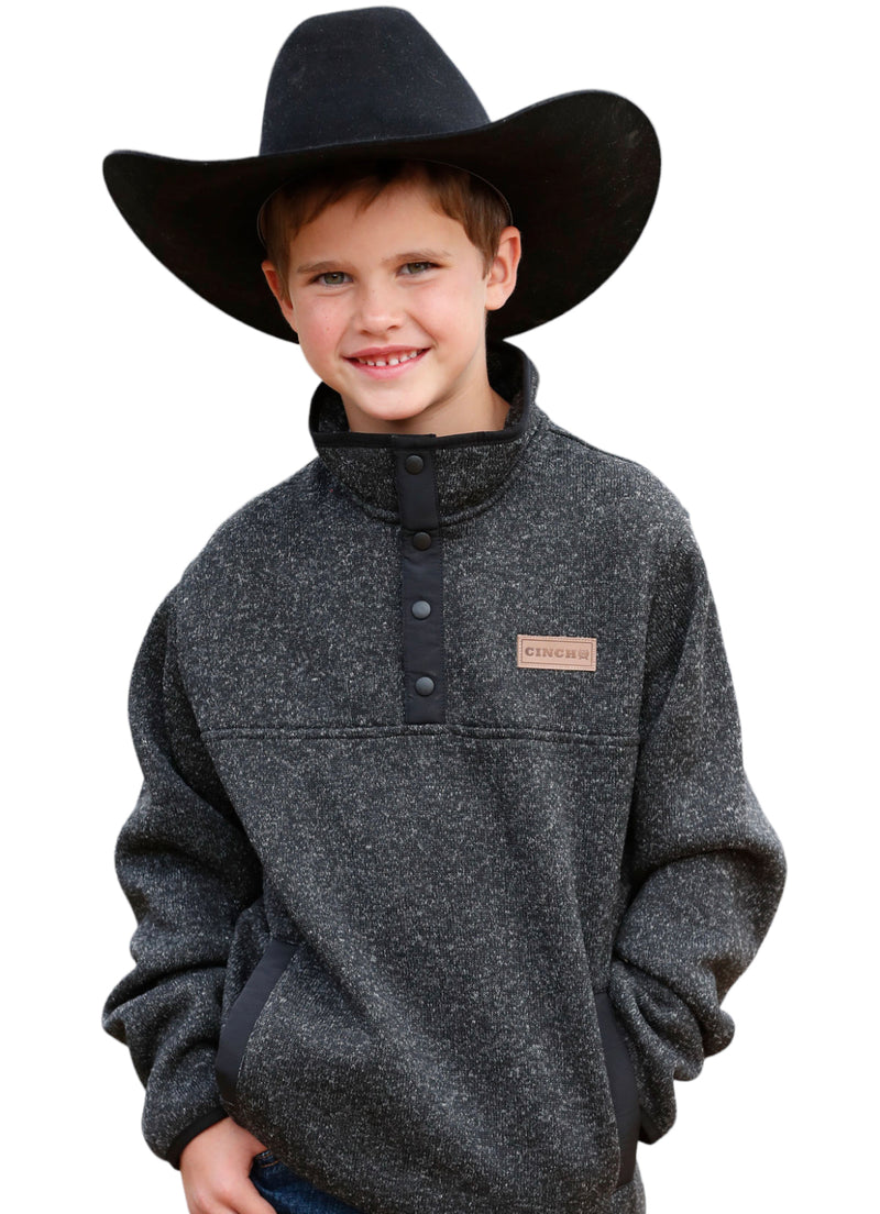 Kid's Cinch Charcoal Fleece Pull Over