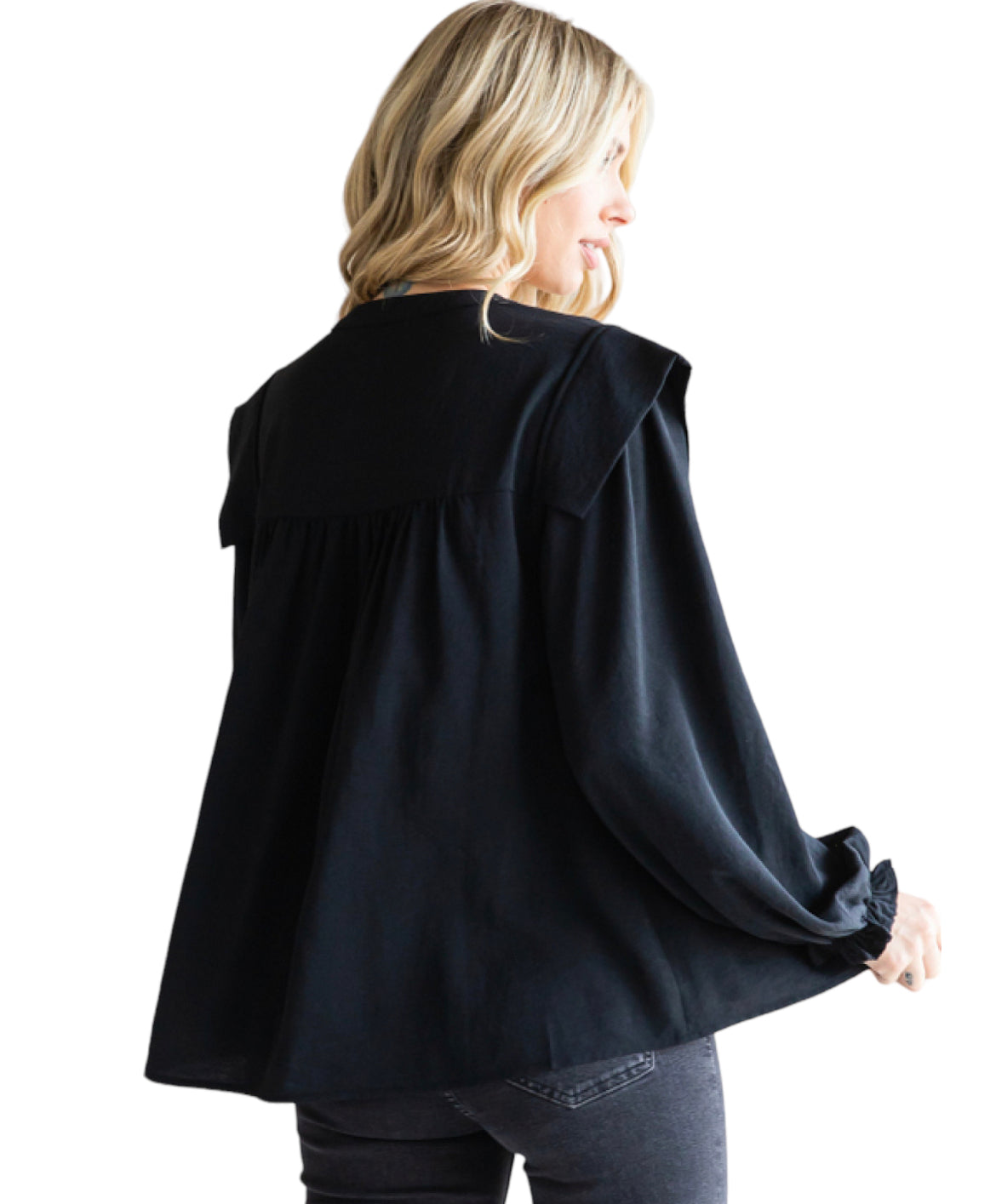 Women's Black Long Sleeve Top