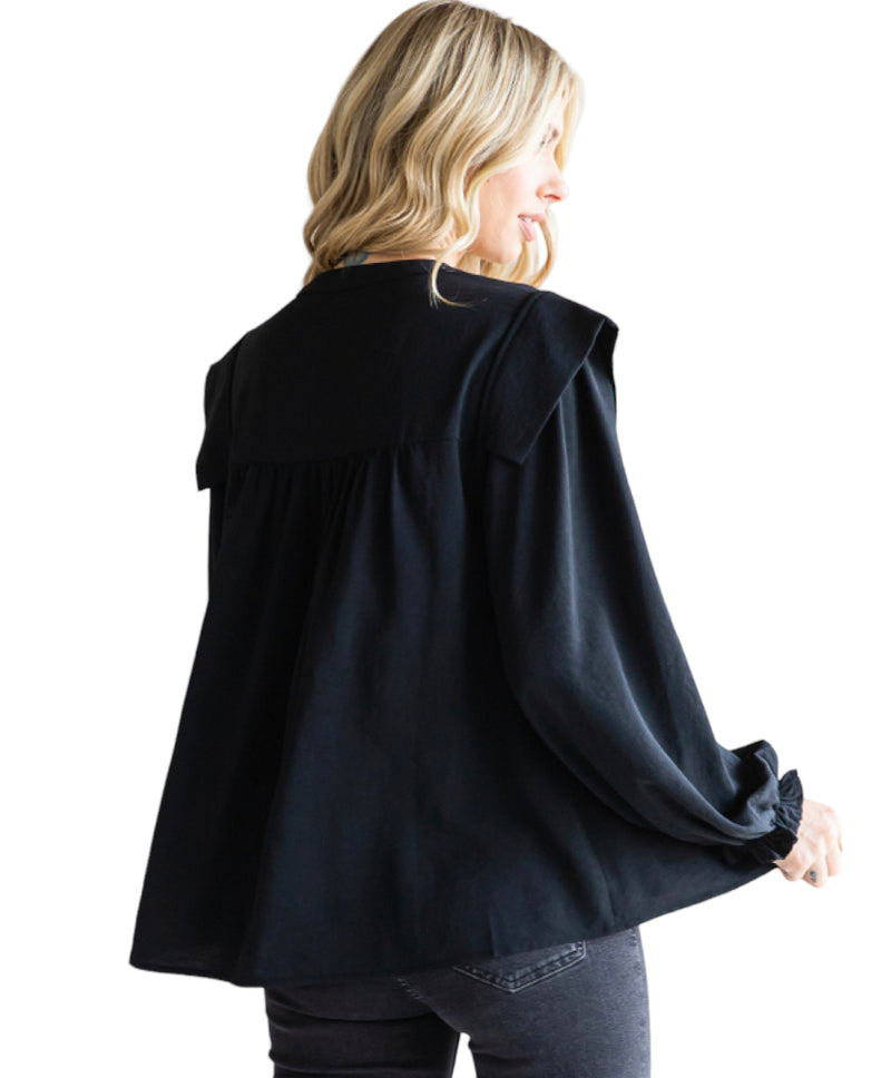 Women's Black Long Sleeve Top