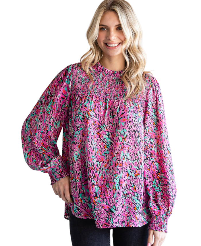 Women's Black & Pink Printed Top