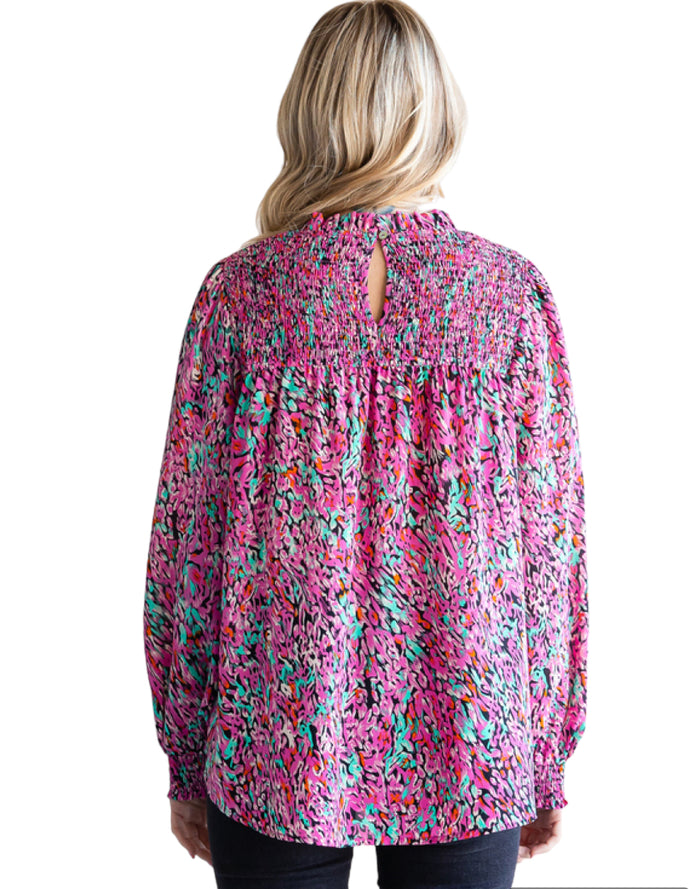 Women's Black & Pink Printed Top