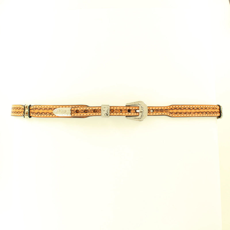 M & F Scalloped Ribbon Tan Hatband