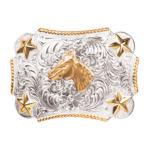 Youth Rectangle Star Horse Head Belt Buckle