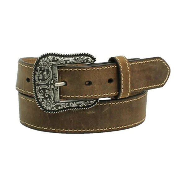 Women's Ariat 1 1/2" Heavy Stitch Brown Edge Belt