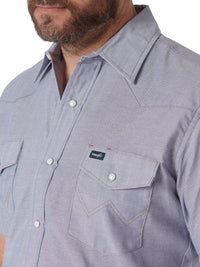 Men's Wrangler Denim Short Sleeve Polyester Work Shirt
