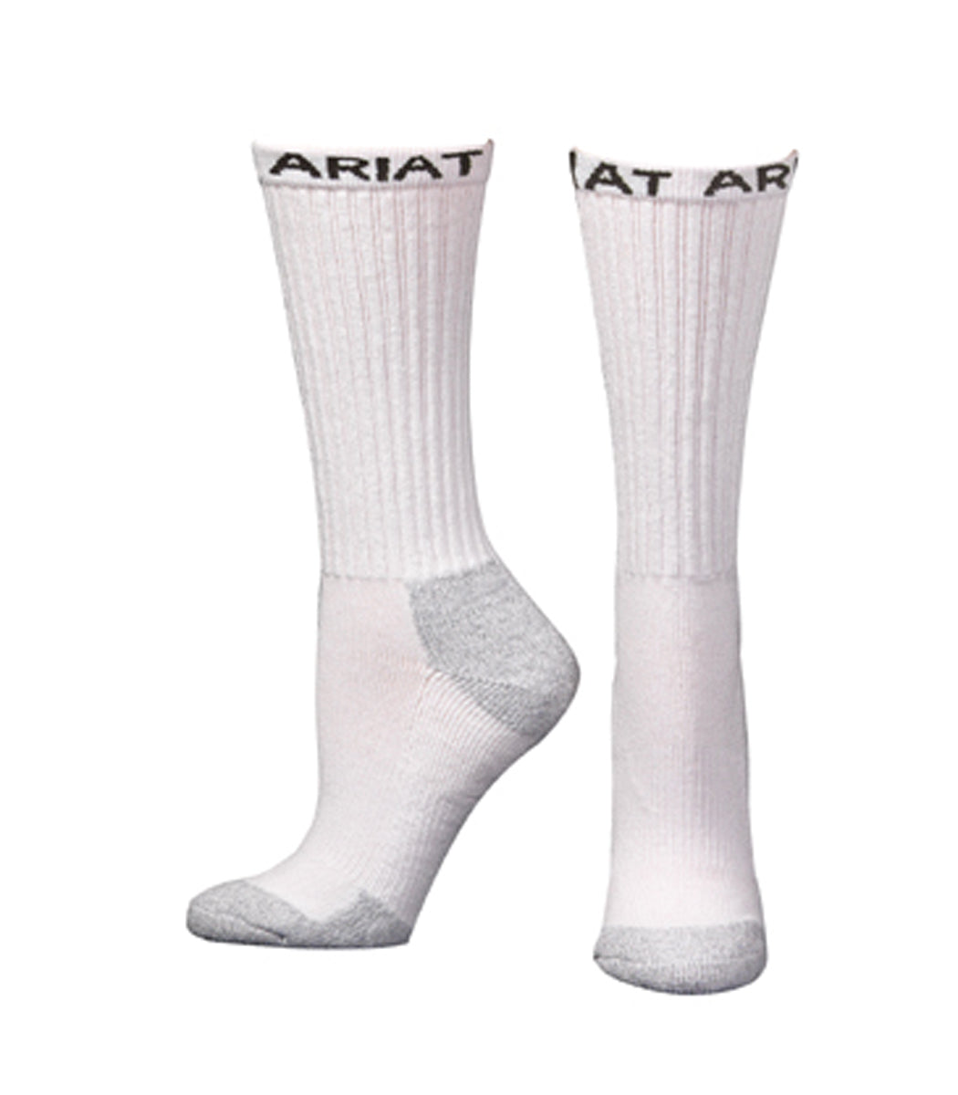 Men's Ariat White 3 Pk Mid Calf Performance Boot Socks