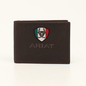 Ariat Bifold Removable Pass Mexican Flag Brown Rowdy Wallet