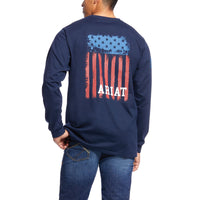 Men's Ariat Navy FR Americana Graphic Long Sleeve Shirt