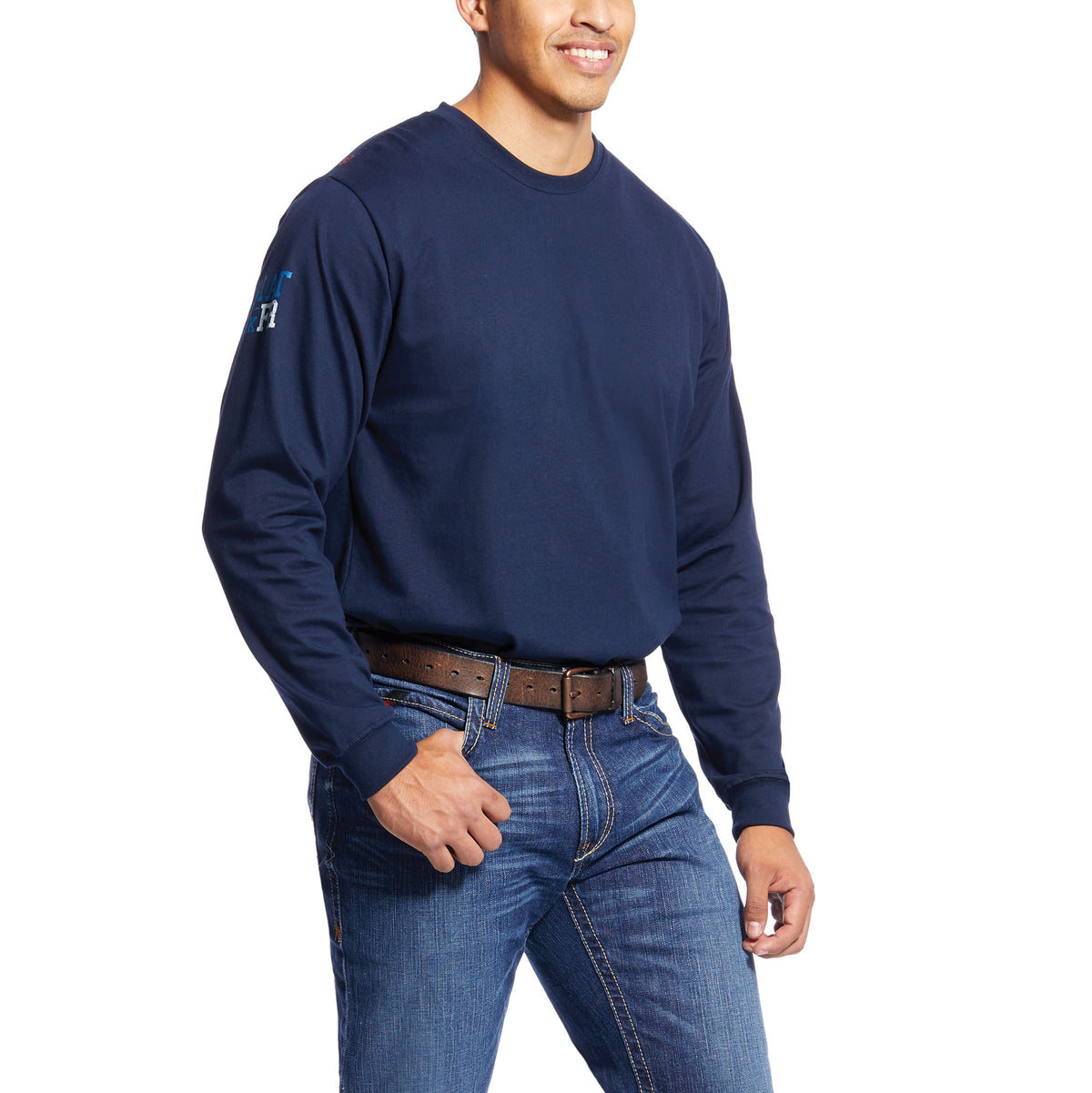 Men's Ariat Navy FR Americana Graphic Long Sleeve Shirt