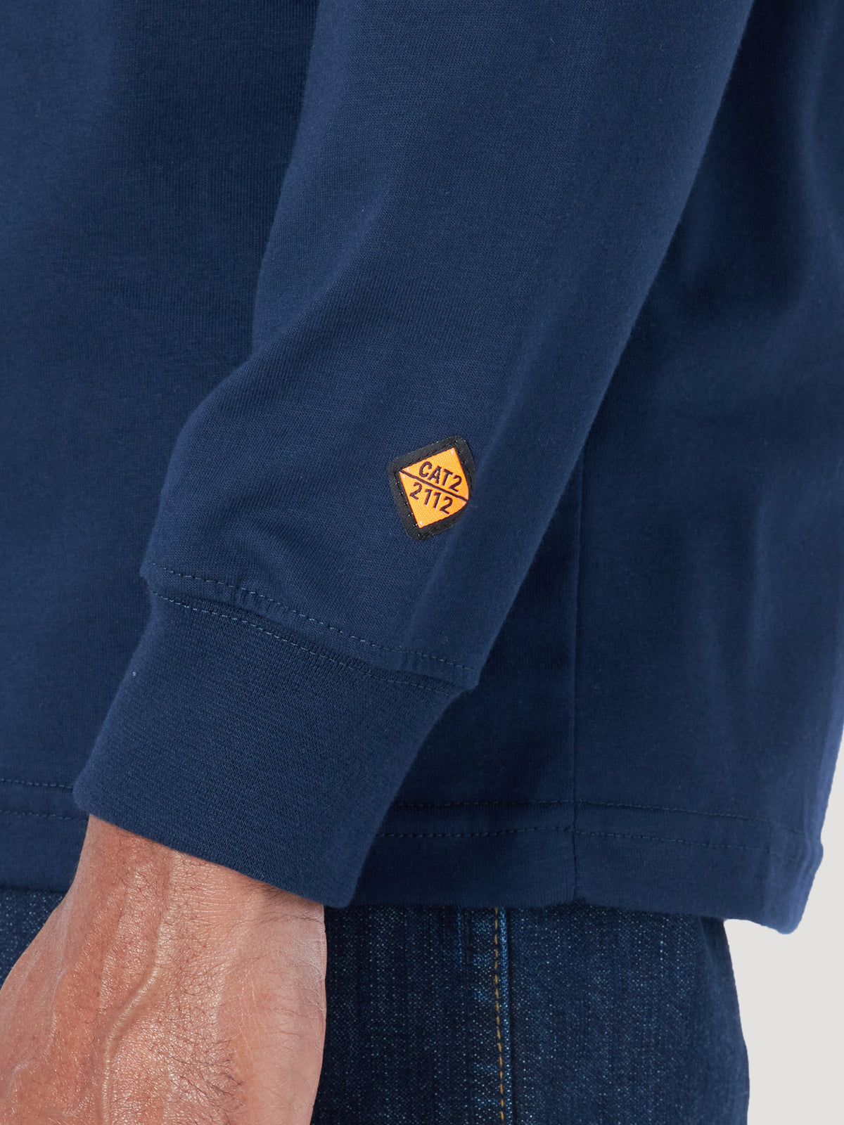 Men's Wrangler FR Flame Resistant Distressed Flag Navy Long Sleeve Shirt