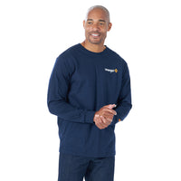 Men's Wrangler FR Flame Resistant Distressed Flag Navy Long Sleeve Shirt