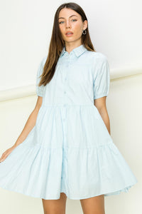 Women's Light Blue Button Dress