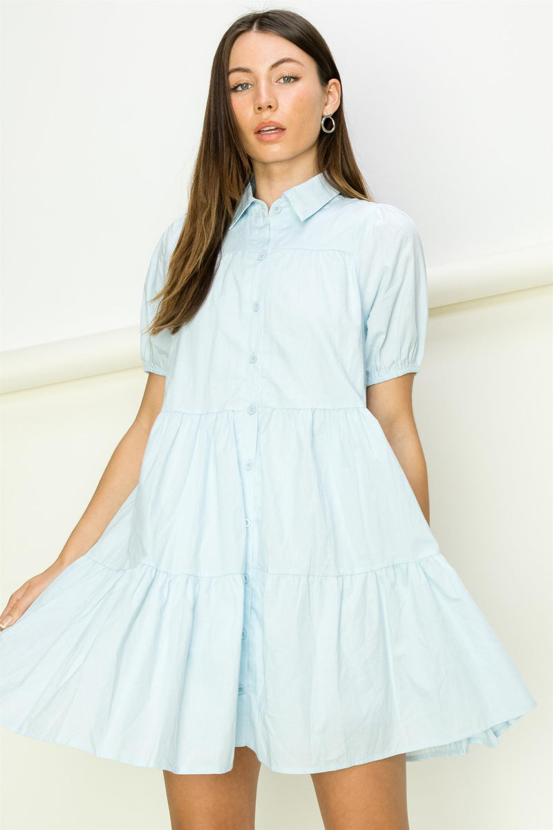Women's Light Blue Button Dress