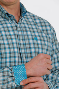 Men's Cinch White Print Long Sleeve Button Down Shirt