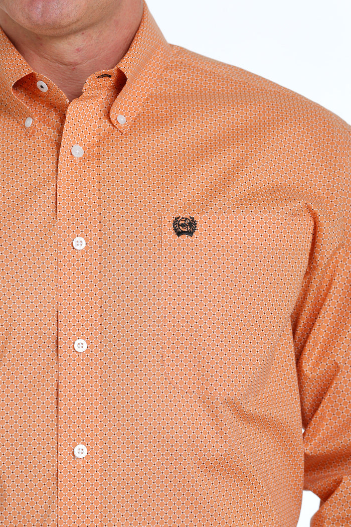 Men's Cinch Orange Print Long Sleeve Shirt
