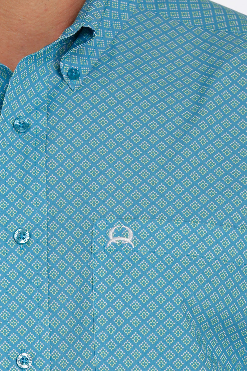 Men's Cinch Blue Print Arenaflex Long Sleeve Button Down Shirt