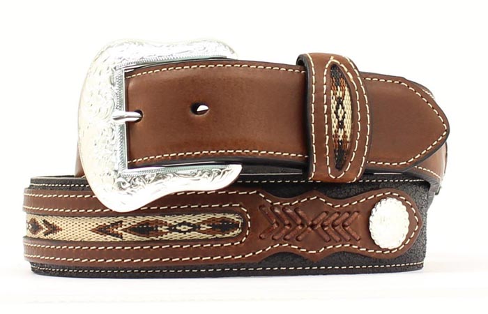 Men's Nocona Western Belt with Inlay and Conchos
