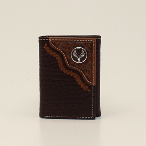 Nocona Trifold Deer Skull Brown Wallet
