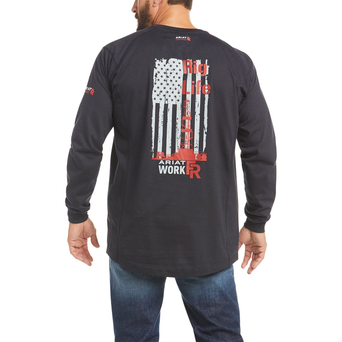 Men's Ariat FR Air Rig Life Graphic Long Sleeve Black Shirt