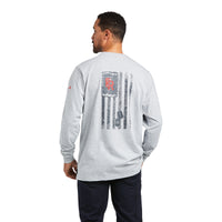 Men's Ariat FR Dog Tags Heather Grey Long Sleeve T-Shirt